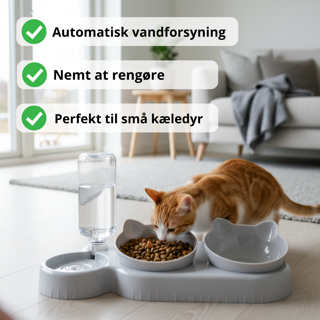 3- i- 1 katteskål til mad og vand