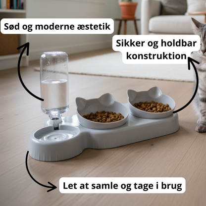 3- i- 1 katteskål til mad og vand