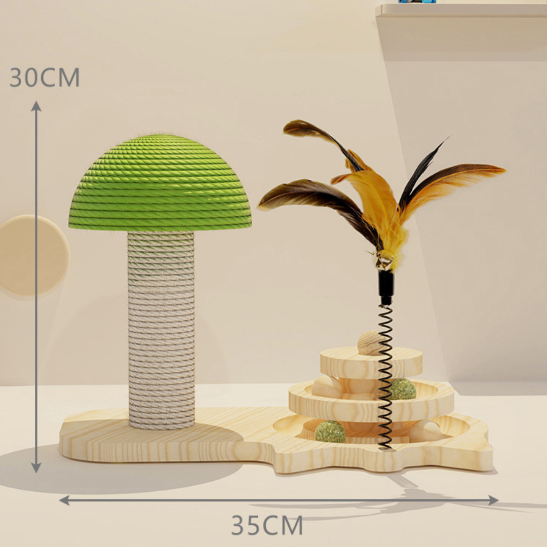 Multifunktionelt kattelegetøj i træ