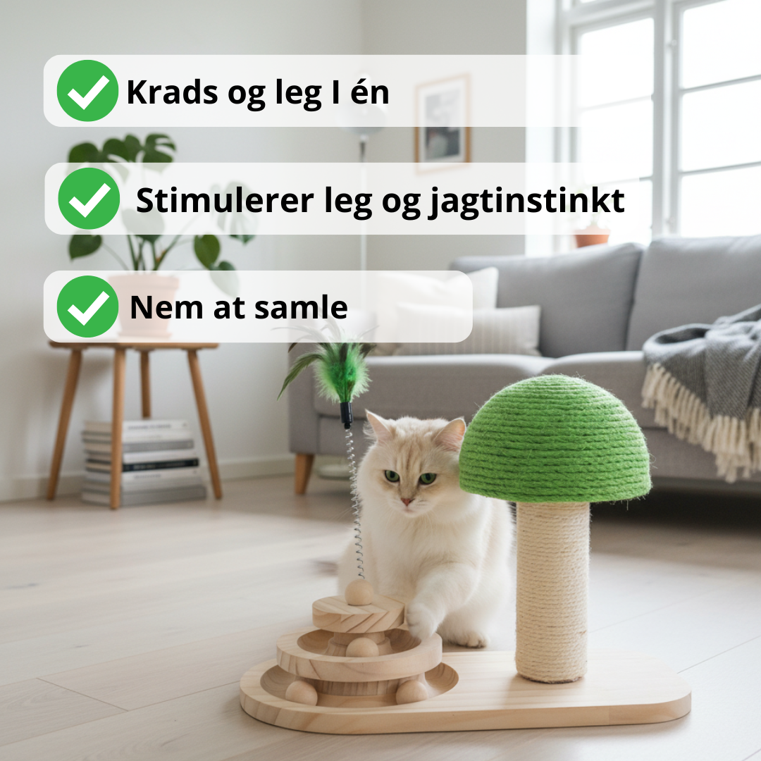 Multifunktionelt kattelegetøj i træ