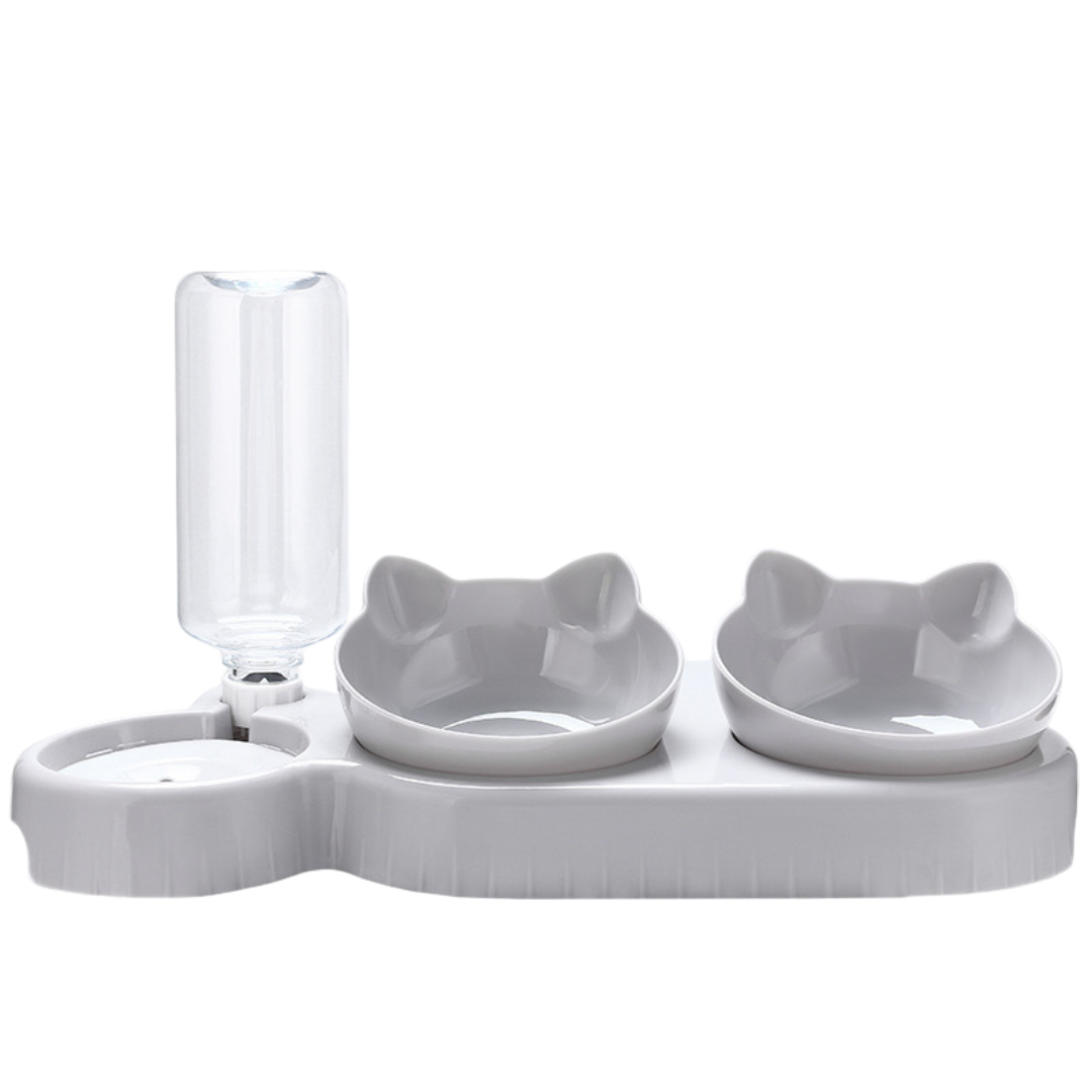 3- i- 1 katteskål til mad og vand